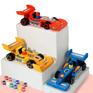 Montessori Holz-Do-It-Yourself Montage Rennwagen Spielzeug Kinder künstlerisches Zeichen-Set pädagogisches Lernspielzeug für Kinder Jungen Mädchen