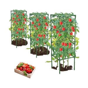 Classiche gabbie di pomodoro in metallo 3 confezioni di pali quadrati <span class=keywords><strong>per</strong></span> piante a traliccio non rivestiti <span class=keywords><strong>per</strong></span> ortaggi da <span class=keywords><strong>giardino</strong></span> - Product Image 1