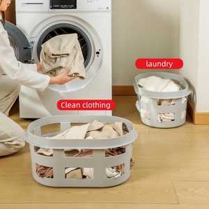<b>Large</b> Capacity Dirty Clothes <b>Storage</b> <b>Basket</b> Simply Thickened Durable Washing Room Hollow Laundry <b>Storage</b> <b>Basket</b> with Handle - Product Image 4