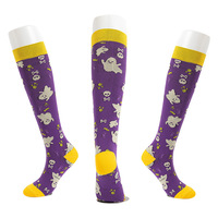 Chaussettes de Sport en Nylon pour femmes, bas pour cadeau, Design Halloween, genou haut, varices, Compression,