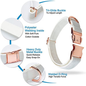 Weiches und bequemes Hunde halsband aus weißem Samt mit Fliege und Metalls chnalle - Product Image 4