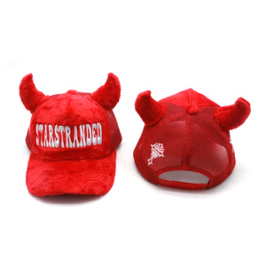 Dễ Thương Người Tùy Chỉnh Ma Quỷ Trucker Hat Mờ Nhung Trucker Hat Mũ Với Sừng Bán Buôn - Product Image 6