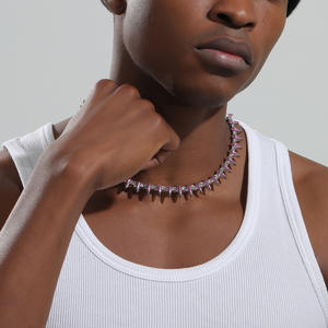 Collar de Cadena Estilo Tenis con Moissanita Negra de 5mm, Joyería Fina de Aleación, Collar <span class=keywords><strong>Wakanda</strong></span> con Diamantes VVS para Hombre, Gran Venta - Product Image 2