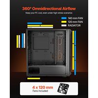 Boîtier d'ordinateur de jeu de taille moyenne pour ATX M ATX ITX avec 4 ventilateurs de 120 mm