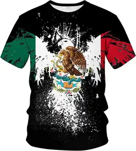 个性化3D墨西哥国旗定制短袖男士街头时尚运动服户外沙滩t恤上衣批发空白t恤