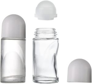 50ml Empty Round Glass Roll-on Bottle with Dropper Cap Screen Printing Refillable <b>Reed</b> <b>Diffuser</b> Compatible Cosmetic Packaging - Product Image 2