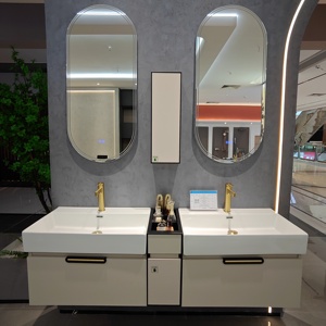 Water Proof Bathroom <b>Vanities</b> High Gloss Cabinet Bathroom <b>Makeup</b> <b>Vanity</b> with and Led Mirror 48 Inch - Product Image 2