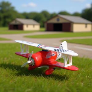 Avions classiques de combat, jouet en métal moulé sous pression, modèle de biplan rouge de 16 cm pour enfants, objet de collection - Product Image 3