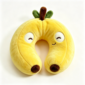 Almohada de felpa en forma de plátano de doble cabeza, personalizada y adorable, soporte suave para el cuello en forma de plátano amarillo para viajes en avión y coche. - Product Image 3