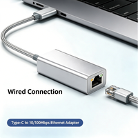 Adaptateur USB C vers Ethernet stable 100 Mbps, cordon tressé externe pour ordinateur portable, tablette, téléphone sans port Ethernet