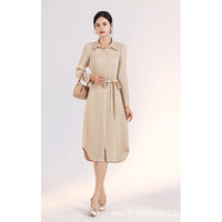 Robe Midi Plissée Empire Vintage Miyake en Maille pour Femme, Nouvelle Collection Printemps 2025, Élégante, Amincissante, à Lacets, Idéale pour le Bureau