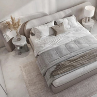 Cadre de lit extra-large de style moderne, adapté aux chambres de villas haut de gamme, lit capitonné de luxe italien avec tête de lit étendue