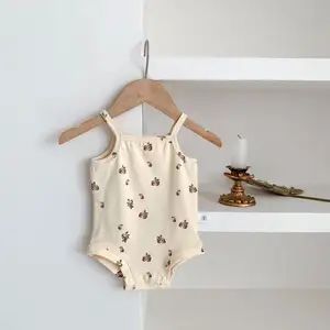 Macacão de bebê sem mangas com estampa de pêras doces e algodão para bebês, novidade em promoção, atacado