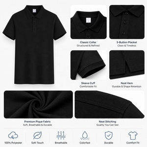 Camiseta <span class=keywords><strong>Polo</strong></span> Unisex al por Mayor, 100% Poliéster, Transpirable, de Secado Rápido, Lisa, para Hombre y Mujer - Product Image 4