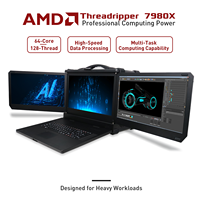 Estación de Trabajo Móvil AMD Threadripper 7980X de 17.3 Pulgadas con Pantalla Triple, 256 GB de RAM, Computadora Portátil Profesional para IA, OEM ODM