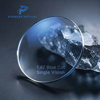Lentilles de lunettes en résine Pioneer Optical 1.56 1.60 1.67 1.74 anti-lumière bleue HMC, protection UV420, vision simple