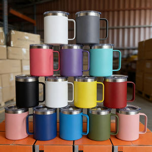 แก้วน้ำสแตนเลสแบบมีหูจับ ขนาด 12, 14, 16, 24 ออนซ์  แบบสุญญากาศ  เก็บอุณหภูมิได้  สามารถสลักชื่อได้  เหมาะสำหรับแคมป์ปิ้งและกาแฟ - Product Image 1