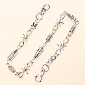 Cadena de cintura de aleación de zinc con diseño de balas y púas de una sola capa, estilo hip hop, accesorio de moda casual - Product Image 4
