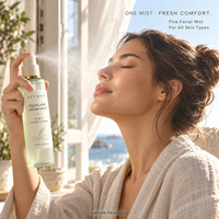 Brume hydratante et rafraîchissante au squalane et à l'acide hyaluronique, marque privée coréenne, 2-en-1, brume fine pour le visage, fabricant OEM ODM de produits de soin.