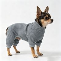 Pyjama côtelé douillet pour chien, quatre pattes, chaud, col roulé, automne-hiver, pour petits et moyens chiens