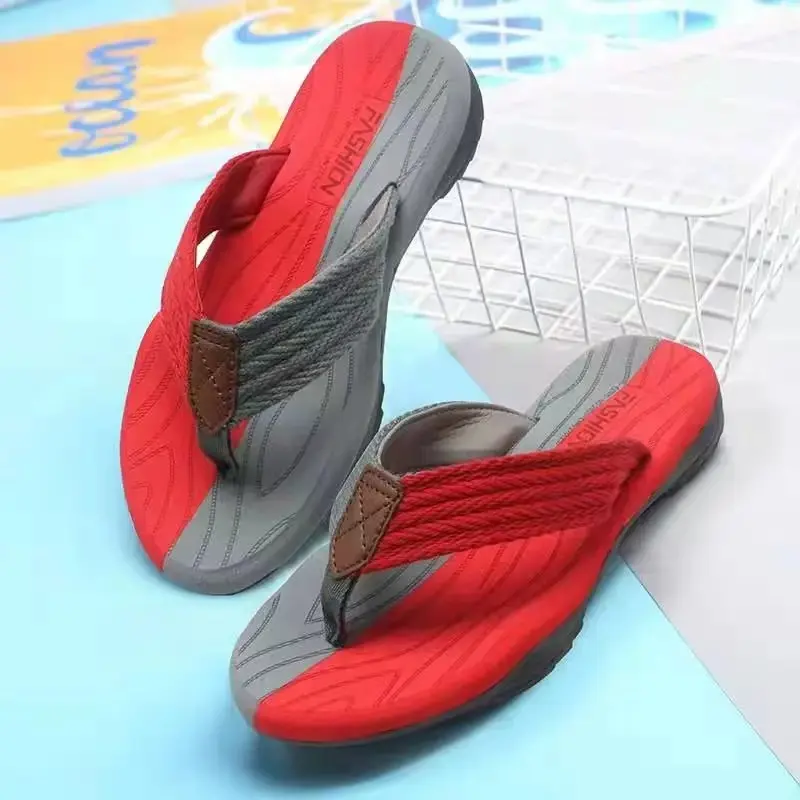 Men's New Style Casual Flip Flops Comfortable Indoor Outdoor Summer Slippers Light Weight Beach Sandals Open Eva Material