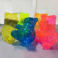 Ours en peluche gonflable transparent rose néon en PVC scellé à l'air, décoration d'événement de fête portable, jouet halal, grand ours en peluche gonflable géant