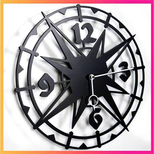 Horloge murale décorative en quartz TDH001, design Art Déco vintage, 35 cm x 35 cm, alimentée par piles, pour salon, mariage, école - Simple - Product Image 1