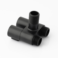Válvula angular de latón negra de 1 entrada y 2 salidas, grifo desviador de doble manija, ecológico, de 3 vías, cromado, para agua caliente en baño