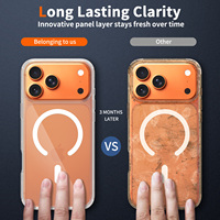 Coque de téléphone magnétique transparente de luxe pour iPhone 14 15 16 17 18 Pro Max, anti-jaunissement, antichoc, protection mobile, vente en gros