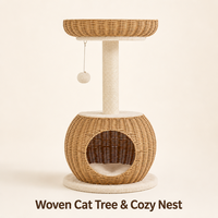 Arbre à chat d'intérieur, tour pour chat, lit champignon en peluche, griffoir, maisonnette pour chat, jouet, matériau sisal, 2+ niveaux, design mignon, luxueux et moderne, en carton