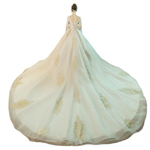 Princess Style Wedding Dress Ball Gown Empire Waist Sweetheart Neckline Long Train Champagne Color Vintage Fashion - Product Image 5