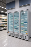 Congélateur vertical commercial robuste à 1/2/3 portes vitrées pour supermarché, grande capacité, vitrine de congélation verticale avec étagères