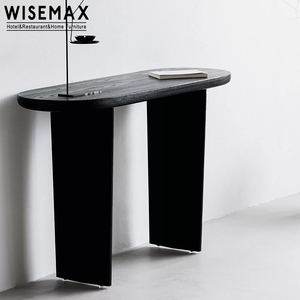 Meubles WISEMAX Meubles de salon modernes Table <span class=keywords><strong>console</strong></span> rétro en bois de frêne massif <span class=keywords><strong>Console</strong></span> <span class=keywords><strong>murale</strong></span> minimaliste noire pour l'<span class=keywords><strong>entrée</strong></span> - Product Image 5