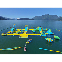 Parc aquatique flottant gonflable géant de 63x36m certifié EN25649, fabriqué en bâche PVC de 0,9 mm de qualité supérieure par Sino Inflatables