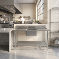 Évier autoportant à cuve unique en acier inoxydable 304 européen, certifié NSF, robuste, pour cuisines industrielles et commerciales, OEM ODM