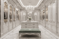 Ensemble de meubles de chambre à coucher vert menthe de luxe, design intérieur classique élégant, plan de solutions sur mesure pour armoire, lit et table de chevet
