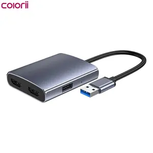 Colorii U2H USB A TO dual HDMI 1080P display Dual Monitor Display Adapter compatible on win and Mac