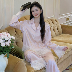 Nueva Pijama de Satén de Manga Larga para Mujer, Primavera y Otoño, Sexy y Lujosa - Product Image 2