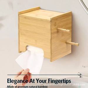 Natural <b>Wood</b> Wall Mounted Tissue Box 7.28x6.46x8.11in Rectangular Storage <b>Rack</b> For Bathroom <b>Towel</b> Jewelry Cosmetic Holder - Product Image 5