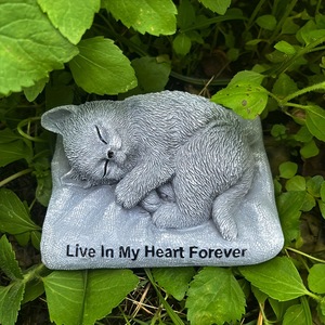 Statue <span class=keywords><strong>de</strong></span> chat en résine, ornement commémoratif pour animaux <span class=keywords><strong>de</strong></span> compagnie, pour la décoration du jardin - Product Image 1
