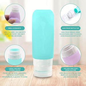 Bouteille de voyage anti-fuite 90 ml avec logo personnalisé, accessoires approuvés, flacons de shampoing, bouteille de toilette en silicone marbré - Product Image 4