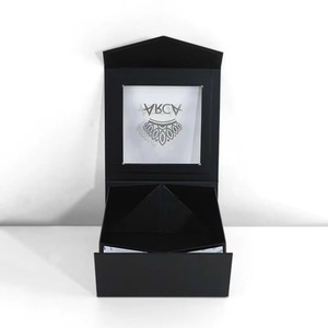 Wholesale Matte <b>Black</b> Custom logo Luxury Cardboard Clothing Gift Packaging <b>Boxes</b> With Transparent Window - Product Image 4