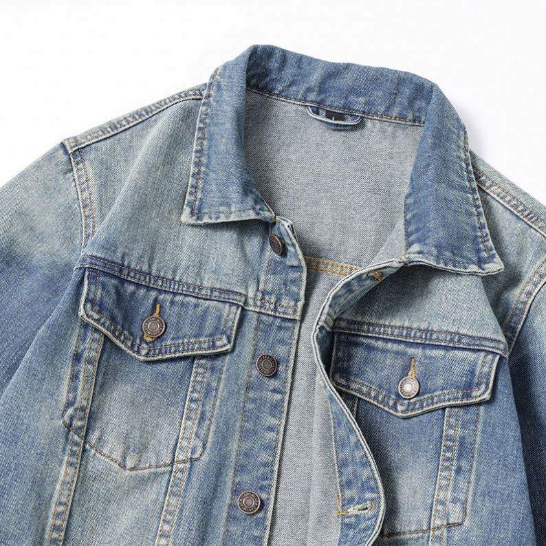 Veste En Jean Extensible Femme - Style Rétro Vintage - Couleur Unie - Boutons - Décontractée