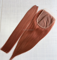 Expédition Rapide – Fermetures en Dentelle HD Transparente de Haute Qualité en Cheveux Humains Couleur Gingembre – Système d'Intégration en Maille – Fermeture en Dentelle Cuivrée