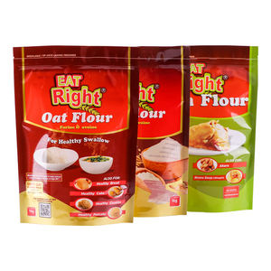 Sachet d'emballage alimentaire personnalisé à fond plat en PE <span class=keywords><strong>de</strong></span> qualité alimentaire avec fermeture éclair thermoscellable et pochette autoportante à marquage à chaud pour la <span class=keywords><strong>farine</strong></span> - Product Image 3