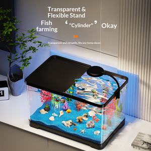 Fournisseur direct d'usine, aquarium transparent en forme de cylindre pour poissons et tortues, petit écosystème pour salon et balcon - Product Image 1