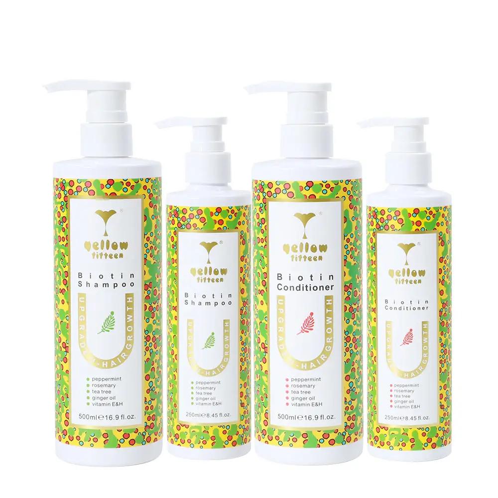 Kendi marka organik şampuan oem hindistan cevizi yağı biotin şampuan ve saç kremi saç bakımı saç büyüme için set