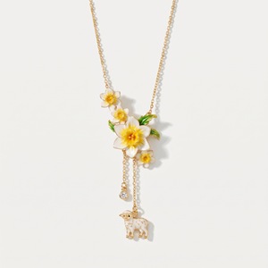 Retro Emaille Blumen Animierte Fließende Halskette Edelstahl Blumen Lilie Rose Narzisse Anhänger Halskette Damen Trendig - Product Image 6