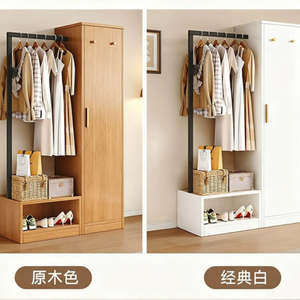 Perchero de <span class=keywords><strong>madera</strong></span> maciza, cómoda sencilla para dormitorio de uso doméstico, perchero pequeño integrado con la cama. - Product Image 4