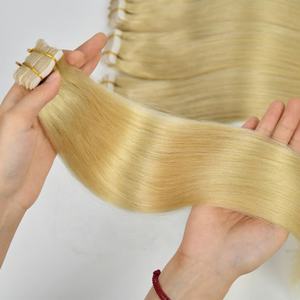 Extensiones de Cabello Natural Remy al por Mayor, Invisibles, Sin Costuras, Rizadas, Lisas, Europeas, con Doble Trama, Adhesivas, Cabello Humano Yaki Claro - Product Image 1